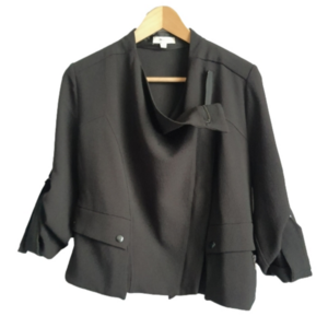 Cropped Blazer Draped Front Ruched Sleeves Zip up